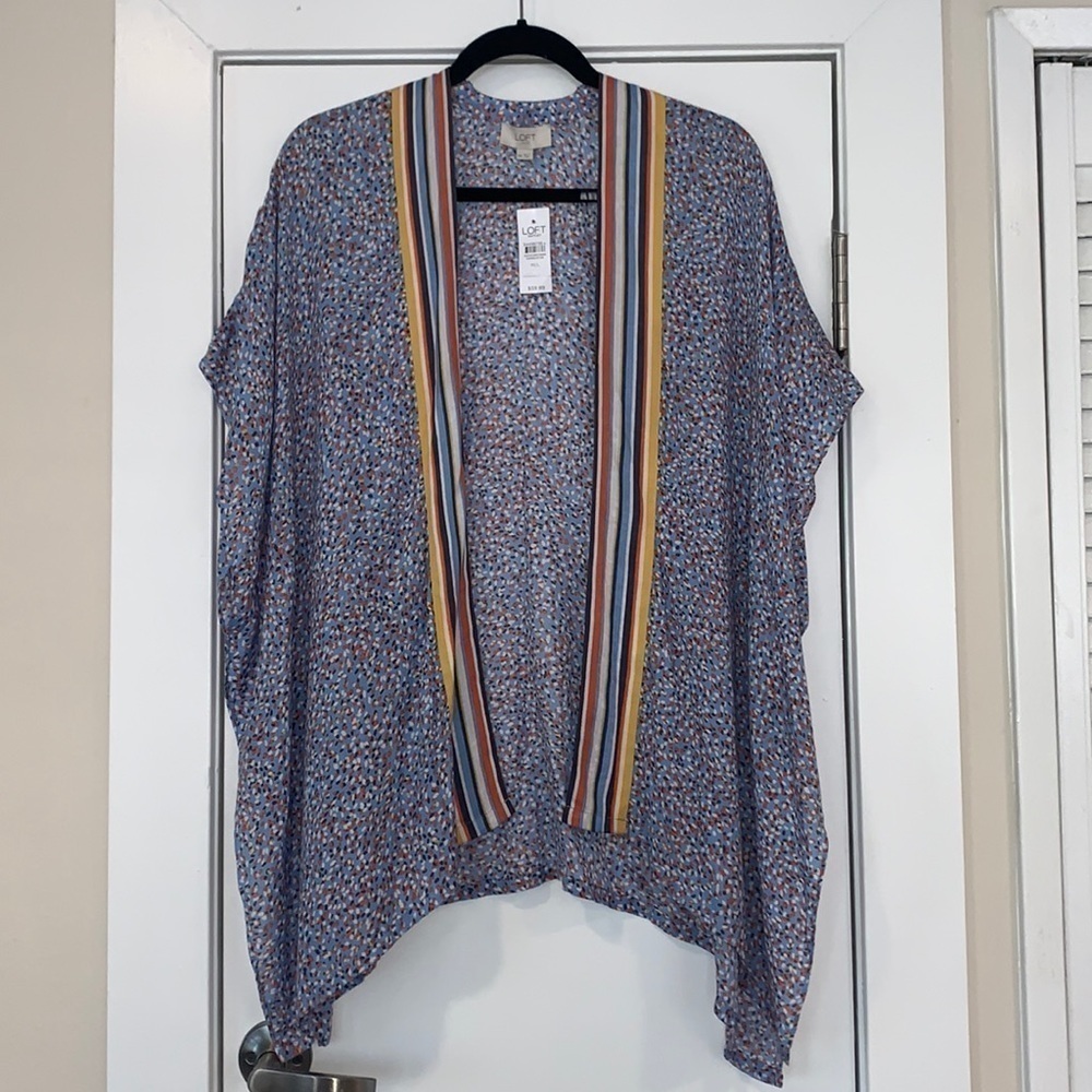 NWT Loft Short Sleeve Confetti Dot Kimono Topper M/L